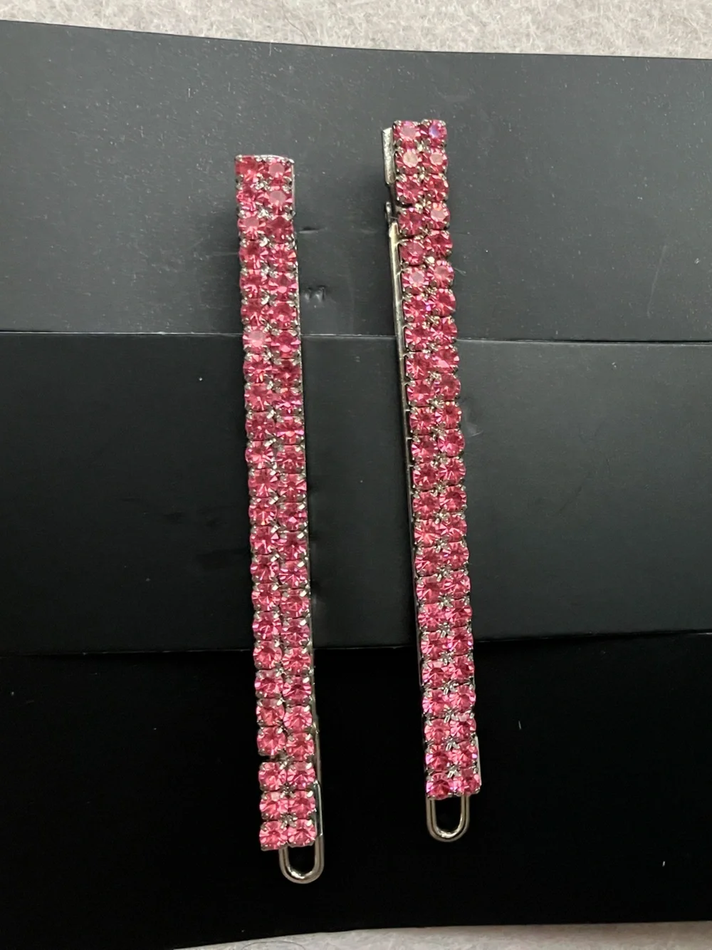 Set of 2 Pink crystal Barrettes